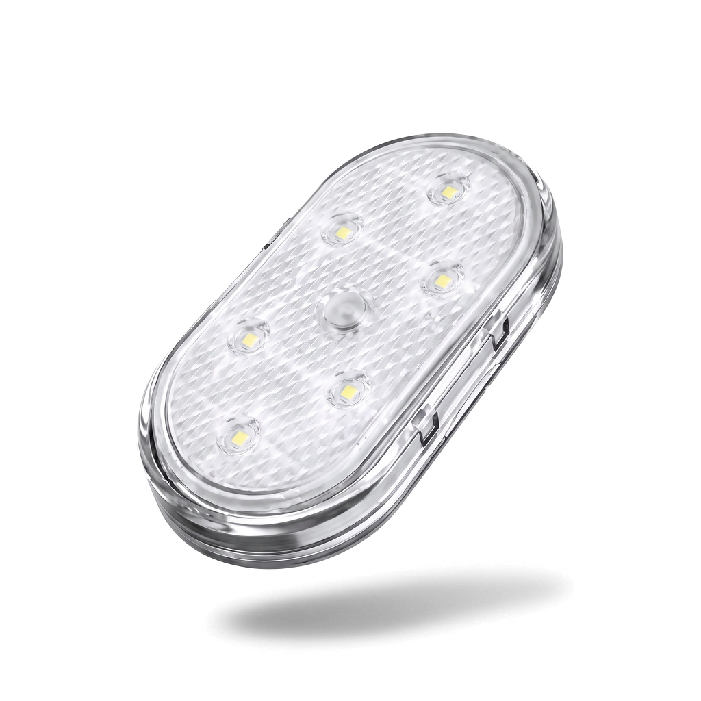 Stealthglow wireless LED car interior light, single unit with six LEDs and a central touch sensor